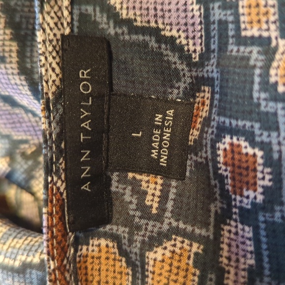 Ann Taylor Floral Tapestry Print Blouse Top Elastic Hem Cuff Long Sleeves Large - Picture 10 of 11